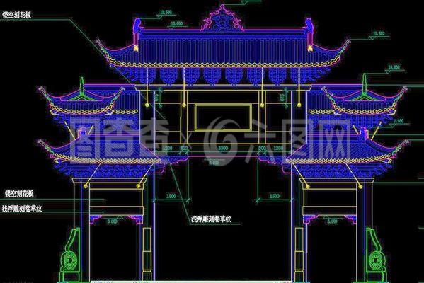 仿古牌坊建筑圖